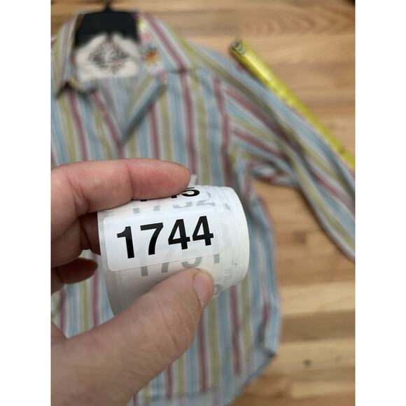 Robert Graham Rainbow Stripe Flip Cuff Button Up Shirt Men's Large L Exclusive - Picture 12 of 12